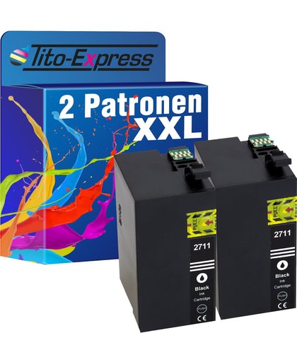 Tito-Express PlatinumSerie PlatinumSerie® 2 inktpatronen voor TE2711 TE-27 XL compatibel met Epson Black