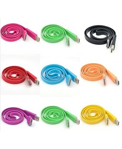 Platte USB kabel geschikt voor iPhone 4/4S - iPad 1,2 en 3
