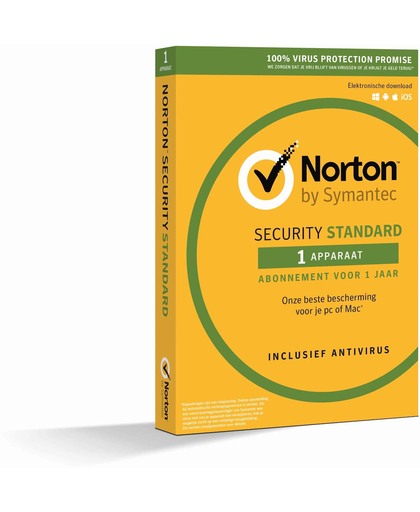 Norton Security Standaard - Nederlands / 1 Apparaat / 1 Jaar / Windows / Mac / iOS / Android