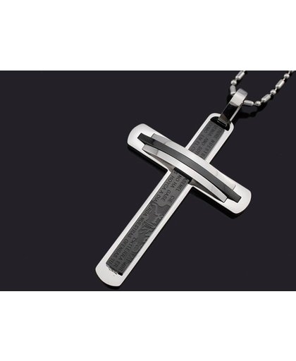Spartan Cross | Stainless Steel | Minimalist Style | Kruisje Ketting | Zilver & Zwart