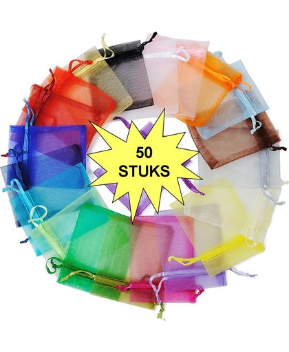 Fako Bijoux® - Organza Zakjes - 9x12cm - Mix - 50 Stuks