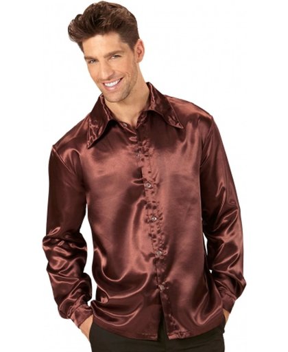 Bruine satijnachtige blouse voor mannen