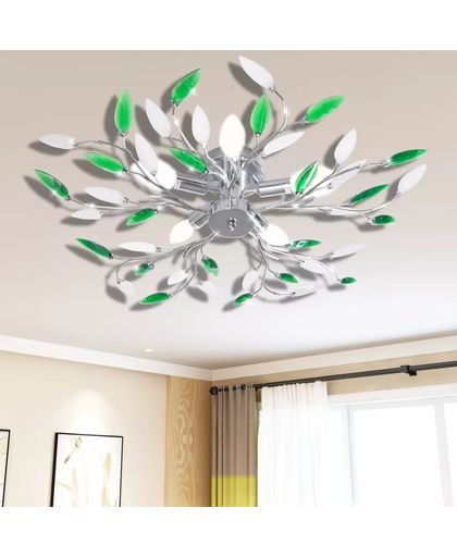 vidaXL Lamp met kristallen bladeren van acryl voor 5x E14 wit/groen