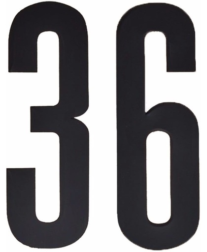 Cijfer sticker 36 zwart 10 cm - klikocijfers / losse plakcijfers