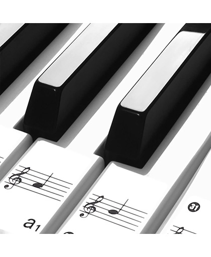 BiBiRockshop - Pianostickers - Keyboard - Leer noten lezen - Piano leren spelen - Verwijderbaar - Transparant - Voor 49, 61 of 88 toetsen