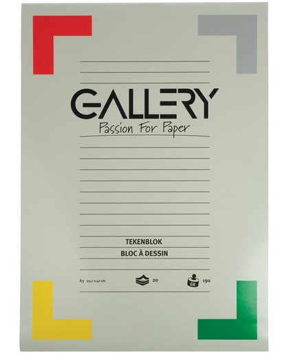 16x Gallery tekenblok, extra zwaar houtvrij papier, 190 g/m  , 29,7x42cm (A3), blok van 20 vel