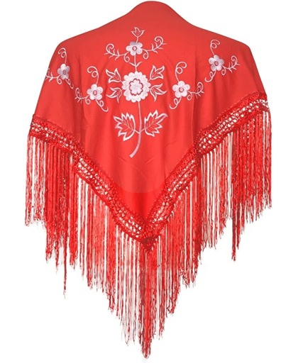 Spaanse manton - omslagdoek - voor kinderen - rood wit - bij Flamencojurk