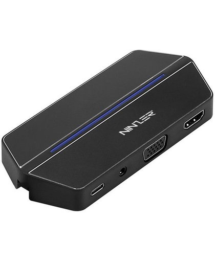 Ninzer 8-in-1 USB C, Type C Docking station met VGA, HDMI, Micro SD, SD, Compact Flash, 3,5 mm audio, USB 3.0, USB-C poorten