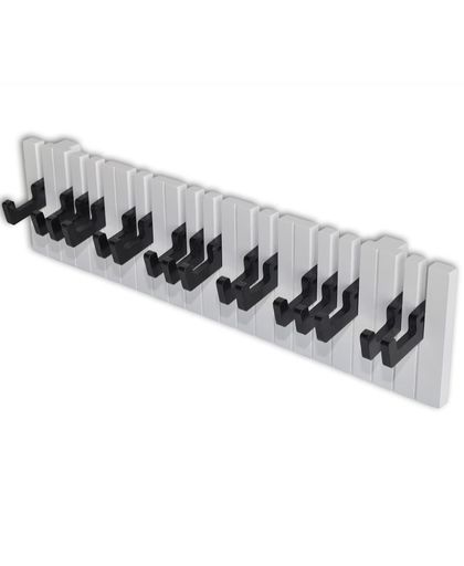 Kapstok met keyboard ontwerp (16 haakjes) - Wandkapstok - 60x9,5cm - MDF - Wit