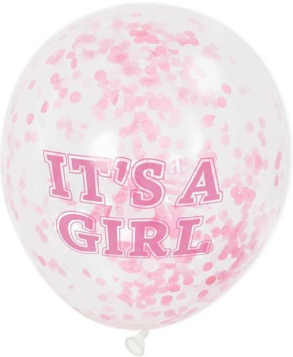 confetti ballonen "it's a girl "