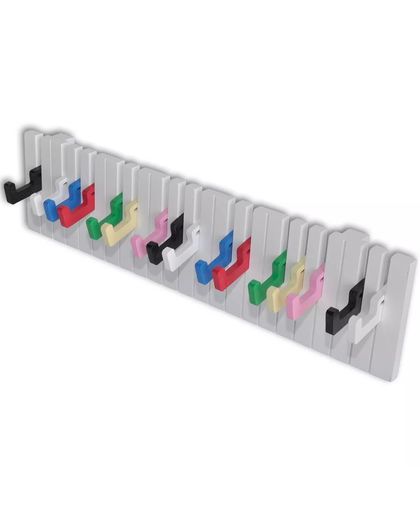 Kapstok met keyboard ontwerp (16 kleurrijke haakjes) - Wandkapstok - 60x9,5cm - MDF - Multi