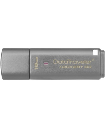 Kingston Technology DataTraveler Locker+ G3 16GB USB flash drive 3.0 (3.1 Gen 1) USB-Type-A-aansluiting Zilver
