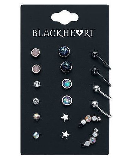 Blackheart Ear Stud Collection Oorstekers, per paar meerkleurig