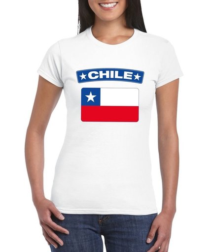 Chili t-shirt met Chileense vlag wit dames M