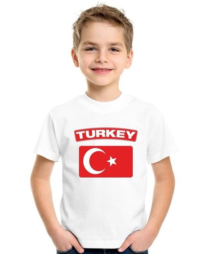 Turkije t-shirt met Turkse vlag wit kinderen XS (110-116)