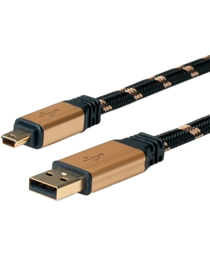 ROLINE GOLD USB 2.0 Kabel, type A - 5-Pin Mini, zwart 1,8m