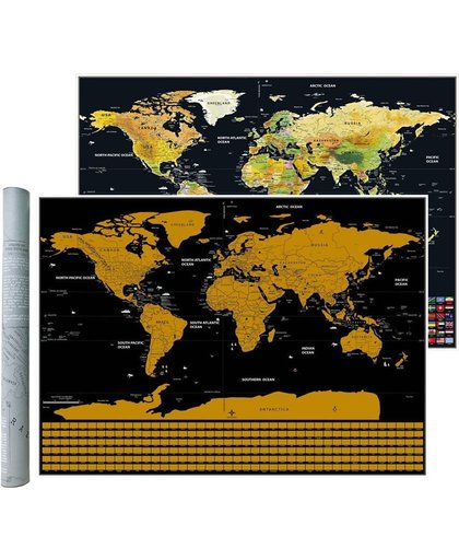 Kras Wereldkaart met Vlaggen – Scratch Map 2018