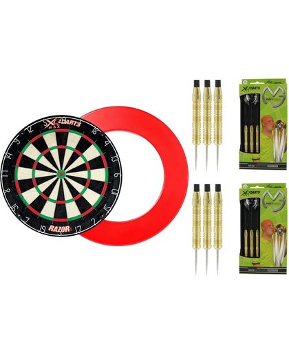 XQ Max - Razor1 Bristle - dartbord - inclusief - dartbord surround ring - Rood - inclusief 2 sets 100% Brass Michael van Gerwen - 20 gram - dartpijlen