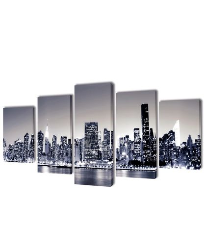 Canvasdoeken monochroom New York skyline 200 x 100 cm