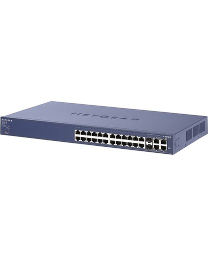 Netgear ProSAFE Smart Switch - FS728TP - 24 Fast Ethernet + 4 Power over Ethernet (PoE) Poorten