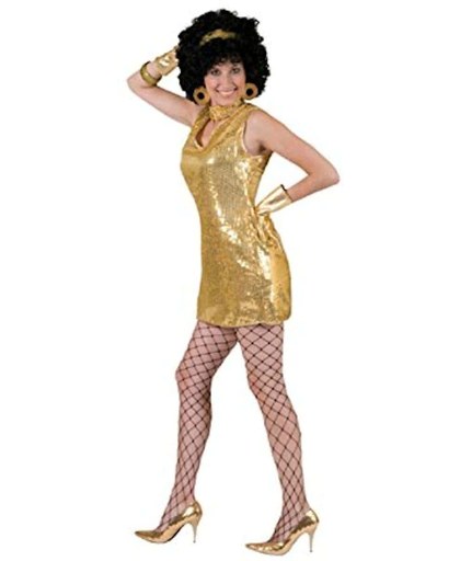 Carnaval disco dress gold, pailletten goud