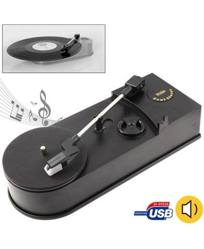 EC008B, USB Mini Fonograaf / Platenspeler / Vinyl draaitafel Audio Speler, ondersteunt conversie LP opnames naar CD of MP3 (zwart)