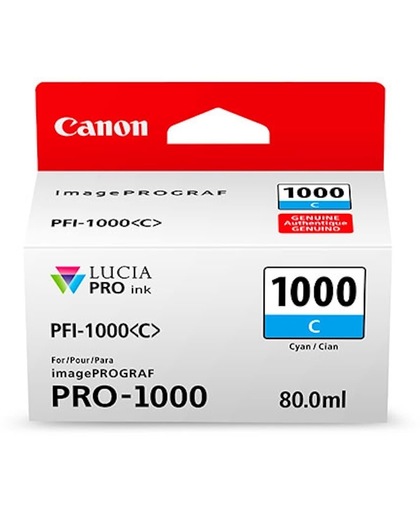 Canon PFI-1000 C 80ml Cyaan inktcartridge