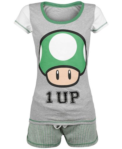 Super Mario 1-Up Mushroom Pyjama grijs gemêleerd