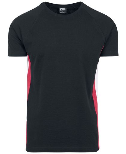 Urban Classics Raglan Side Stripe Tee T-shirt zwart-rood-wit