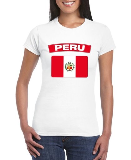 Peru t-shirt met Peruaanse vlag wit dames L