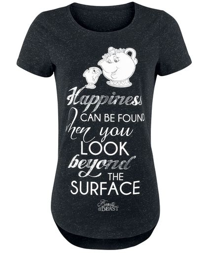 Beauty and the Beast Happiness Girls shirt zwart gemêleerd