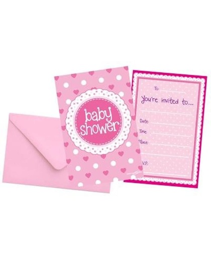 babyshower versiering uitnodigingen roze