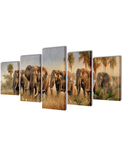 Canvasdoeken Olifanten 100 x 50 cm