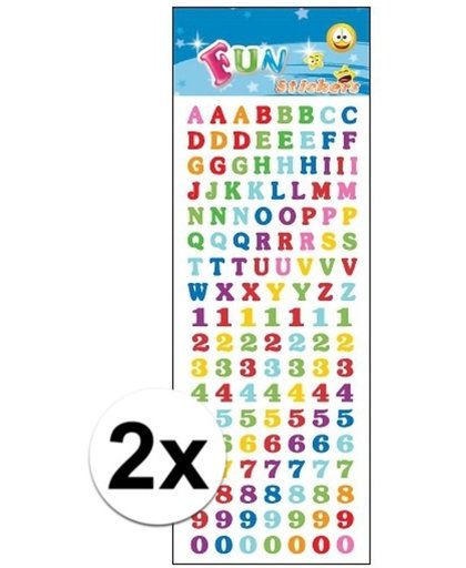2x Stickervel letters en cijfers
