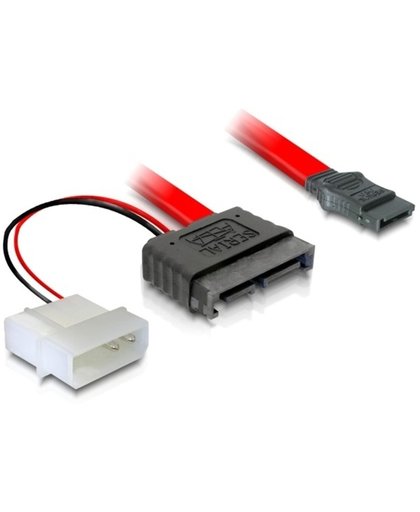 DeLOCK Cable SATA Slimline male + 2pin power <gt/> SATA SATA Slimline 7+6 pin SATA 7pin Zwart kabeladapter/verloopstukje