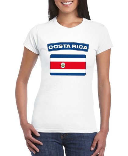 Costa Rica t-shirt met Costa Ricaanse vlag wit dames S