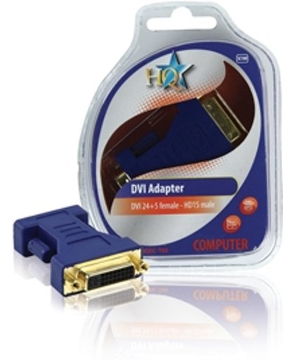 HQ SC-100 DVI-I 24+5p Vrouwelijk VGA Mannelijk Blauw kabeladapter/verloopstukje