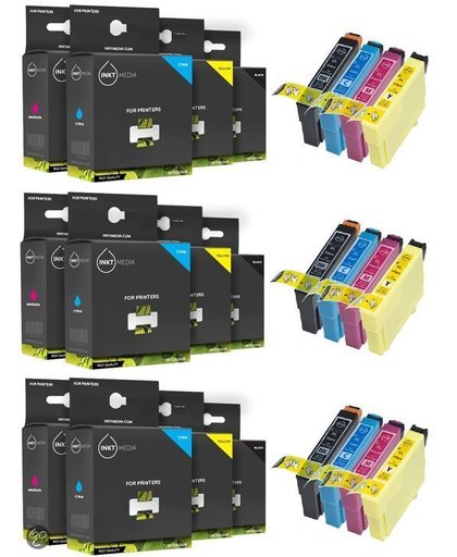 Inktmedia® - Inktcartridge - Alternatief voor Epson T0715 12 pak 3x T0711 Zwart