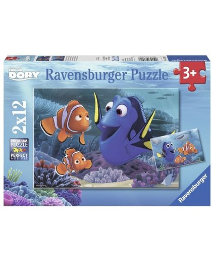 Ravensburger Disney Finding Dory onderweg in de zee- Twee puzzels van 12 stukjes - kinderpuzzel