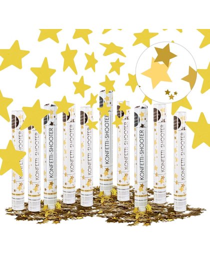 relaxdays 10x confetti kanon ster - confetti shooter - bruiloft - goud - party popper 40cm