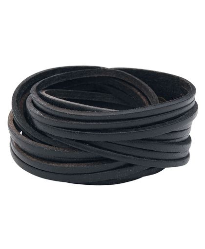 Large Leather String Bracelet Lederen armband zwart