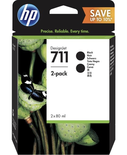 HP 711 80ml Inkt Cartridge Zwart 2-Pack