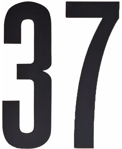Cijfer sticker 37 zwart 10 cm - klikocijfers / losse plakcijfers