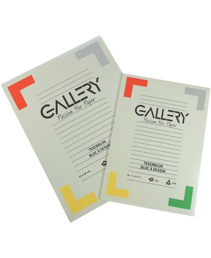 21x Gallery tekenblok, houtvrij papier, 120 g/m  , 27x36cm, blok van 24 vel