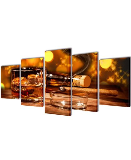Canvasdoeken whiskey en sigaar (100 x 50 cm)