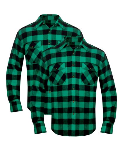 vidaXL Overhemd groen-zwart geblokt flanel maat M 2 st