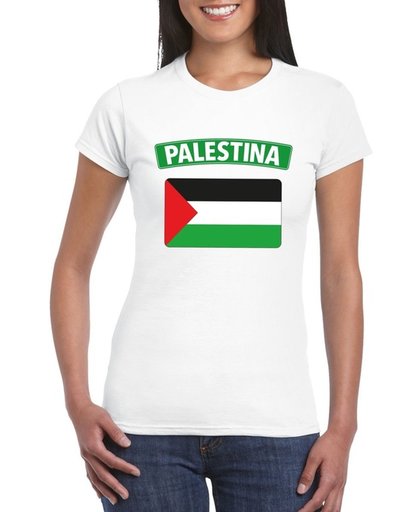 Palestina t-shirt met Palestijnse vlag wit dames M