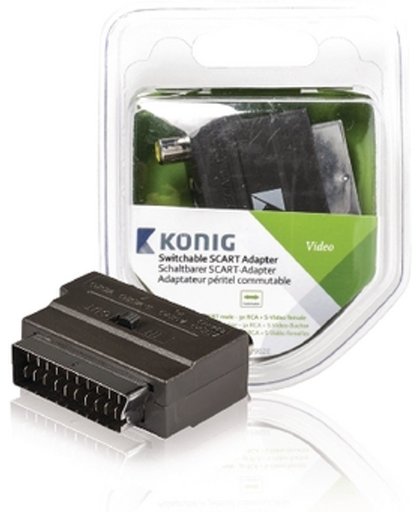 K\xf6nig KNV31902E Schakelbare SCART adapter SCART male - 3x RCA S-Video