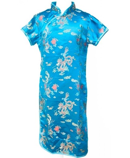 Chinese jurk - Blauw - Maat 146/152 (14) - Verkleed jurk - Prinsessen jurk
