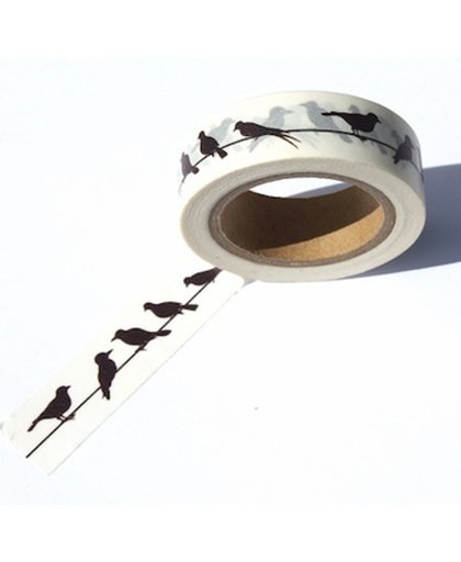 LeuksteWinkeltje masking tape - Vogels op draad - decoratie washi papier tape - 5 mm x 7 m